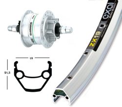 Shi/Exal V-Rad 26x1.75 Nabendynamo 6Loch Disc DH-3D30 Starrachse 36L ZX 19 silber