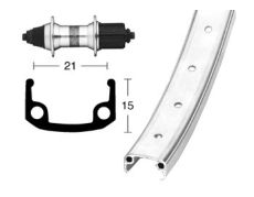 H-Rad 26x1.9 TX500.8/10f. silb.SSP 36L Alu-Kastenfelge silber.Zink-Spei.
