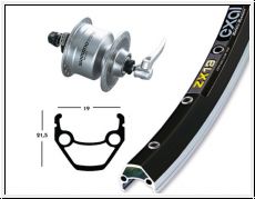 V-Rad 28x1.75Nabend.DH3N72 silb.SSP 36L Exal ZX 19 schw/silb.Niro-Speichen