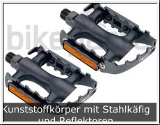 Black Dingo MTB-Pedal Stahlkfig Cr-Mo Achse, Kunststoffkrper, Stahlkfig