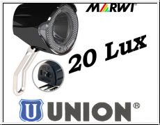 Union LED-Scheinwerfer UN-4256 20 LUX mit Schalter-Standlicht fr Naben-Dynamo