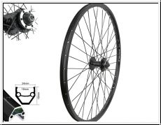 Brwinkels 26'' V-Rad DC 19 Disc Felge 36L, Alu 6-Loch Nabe, Speichen schwarz