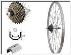 Brwinkels H-Rad 28'' Cut 19, 19-622 silber mit 7 Fach Schraubkranz Muttern