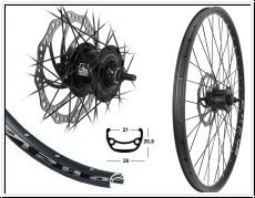 V-Rad 26'' DH21 schwarz ND BDCP 3/1 6-L GW sz. Sp. sz. inkl. Bremsscheibe 160mm