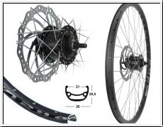 V-Rad 26'' DH21 sz. ND BDCP 3/1 6-Loch GW sz. Sp. si. inkl. Bremsscheibe 160mm