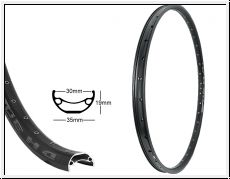 Felge 27,5'' BDCP DH30 schwarz 36Lo.m.. Disk 30-584 VL8,5 Tubeless Ready