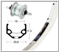 Shi/Rigida V-Rad 28x1.75 mit Nabendynamo DHC3003 silber Starr 36L Zac 19 silber