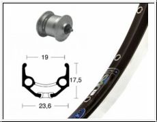 V-Rad 28x1.75Nabend.DH3N30 silb.SSP 36L Rigida Zac 19 schw/silb. Niro-Speiche