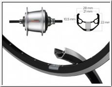 H-Rad 26x1.75Freil.-Nabe Shim.7-f.36L ZAC 421 schwarz Niro-Spei. 2-0/2-34 si.