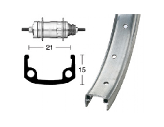 H-Rad 18 355-19 Alu  20L. silb. Rcktrittbremsnabe, Speichen Zink