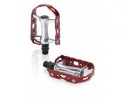 XLC MTB-Pedal Ultralight V PD-M15 Alu, silber/rot, ohne Reflektor