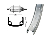 H-Rad 18 355-19 Alu  20L. silb. Rcktrittbremsnabe, Speichen Zink